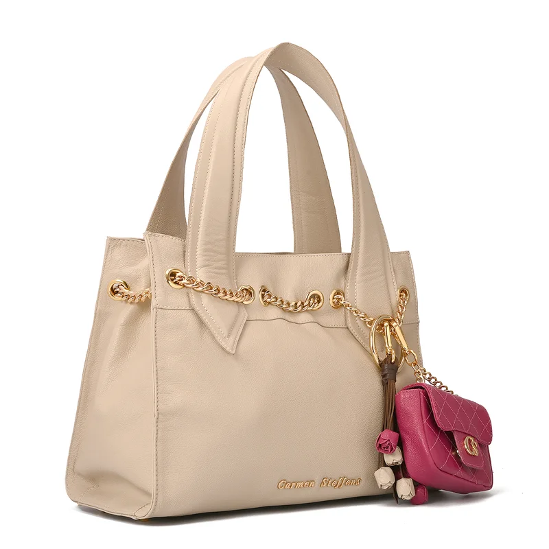 Carmen Steffens Off-white Shoulder Bag with Charm Bag